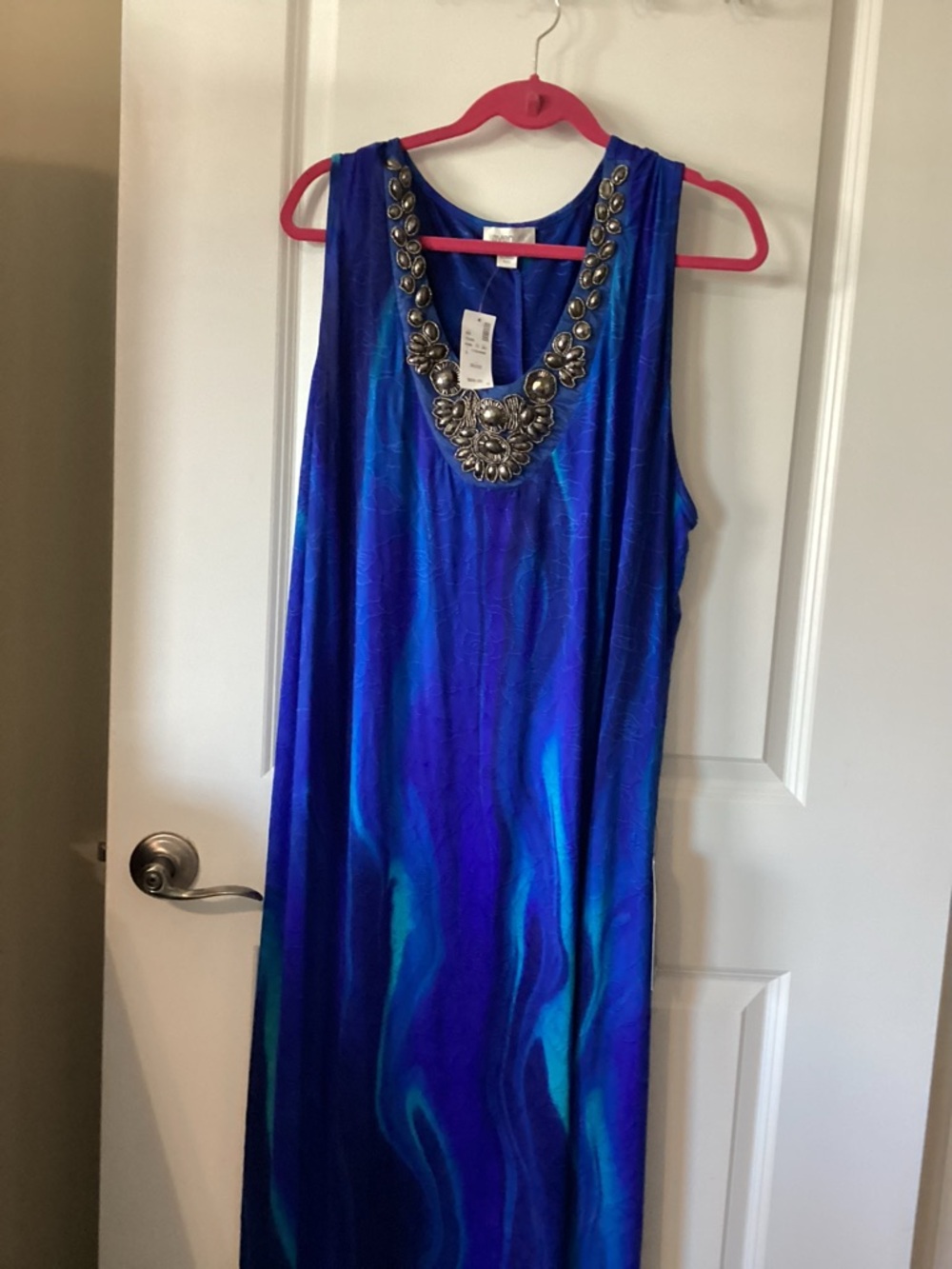 Embellished Royal Blue Sleeveless Maxi Dress